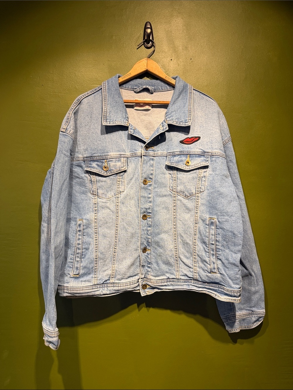 Target Pride Light Blue Denim Jacket - Stonewall Riots with Lip Patch - Picture 1 of 5